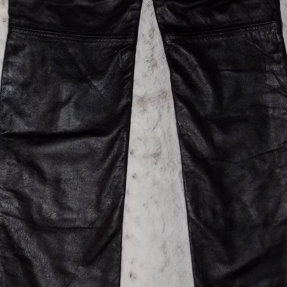 Tommy Hilfiger 100% Leather Straight Leg Pants - Black - Picture 8 of 14